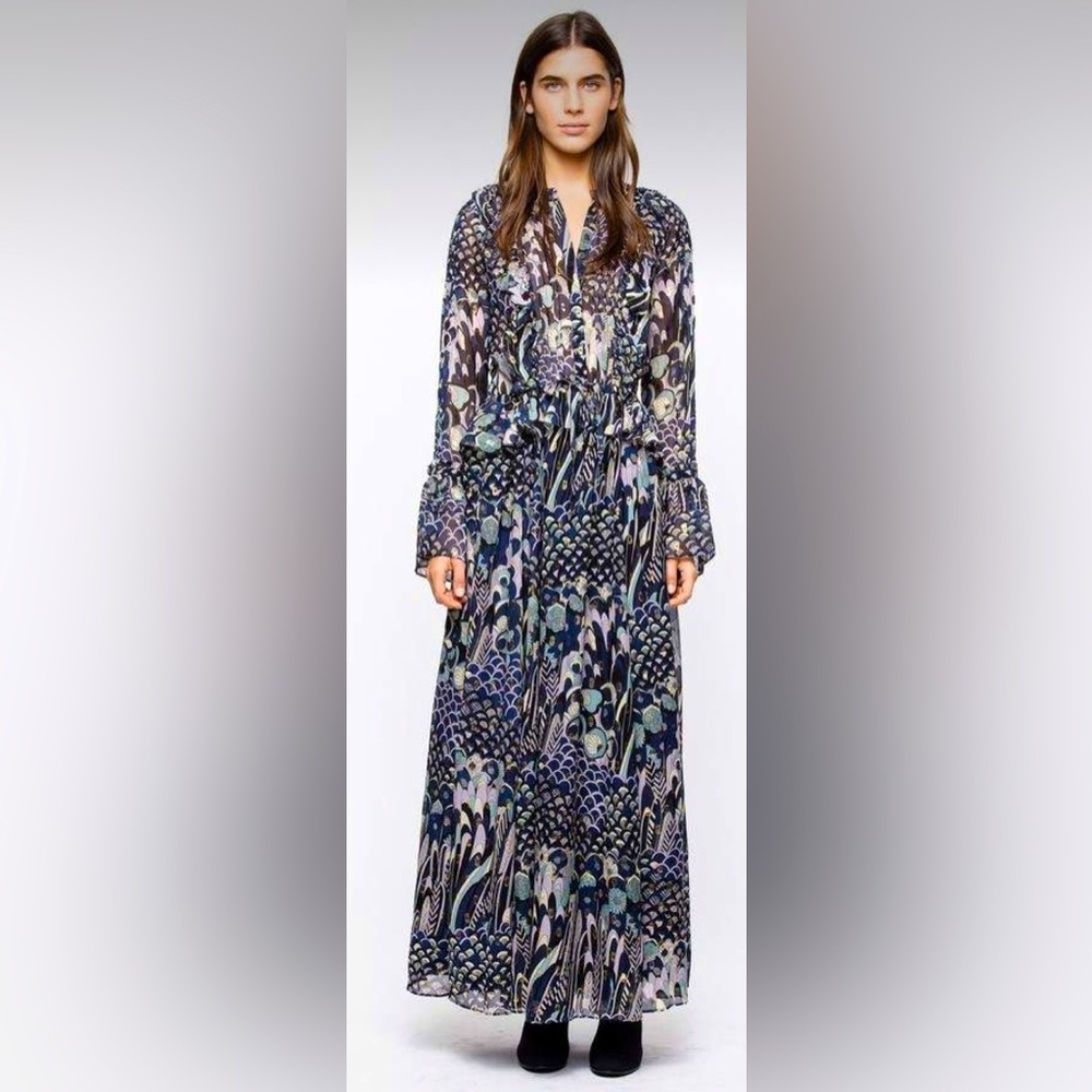 ZADIG & VOLTAIRE Silk Roma Lurex Maxi Dress - Size L - (NWOT)